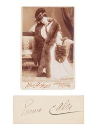 [19TH AND 20TH-CENTURY OPERA SINGERS]. A group of 8 photographs, cabinet photographs, cartes de visite, or photographic postcards of opera singers from the 1890s-1900s, most signed, comprising images of: