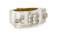 Alexis Bittar Art Deco Lucite Cuff, 1980s 6.5" Diameter x 1.25" W x 2.25" H