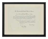 [POLITICS]. [PERKINS, Edward Joseph (1928-2020)]. A group of 9 appointments by Presidents Reagan, Bush, Clinton, and Bush to Perkins, presumably with secretarial or facsimile signatures, including: