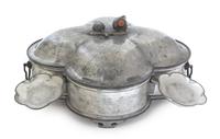 A Pewter Warming Dish Width 14 inches. — 19TH CENTURY