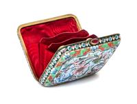 A Russian Enameled Silver Coin Purse, Mark likely of 20th Artel, Moscow, early 20th century, one side decorated with a plaque painted w
