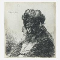 Rembrandt van Rijn (Dutch, 1606–1669) Old Bearded Man in a High Fur Cap, with Eyes Closed