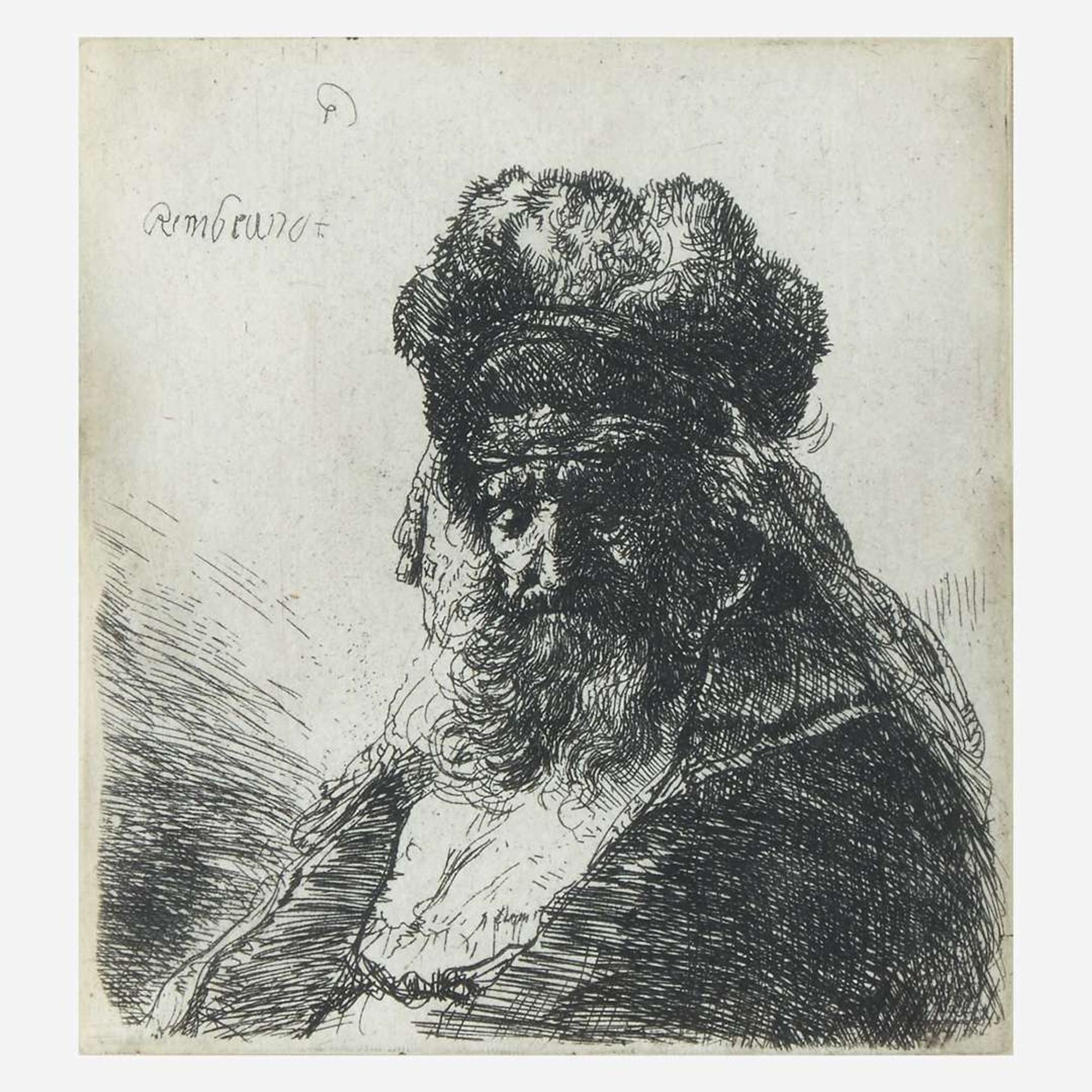 Rembrandt van Rijn (Dutch, 1606–1669) Old Bearded Man in a High Fur Cap, with Eyes Closed