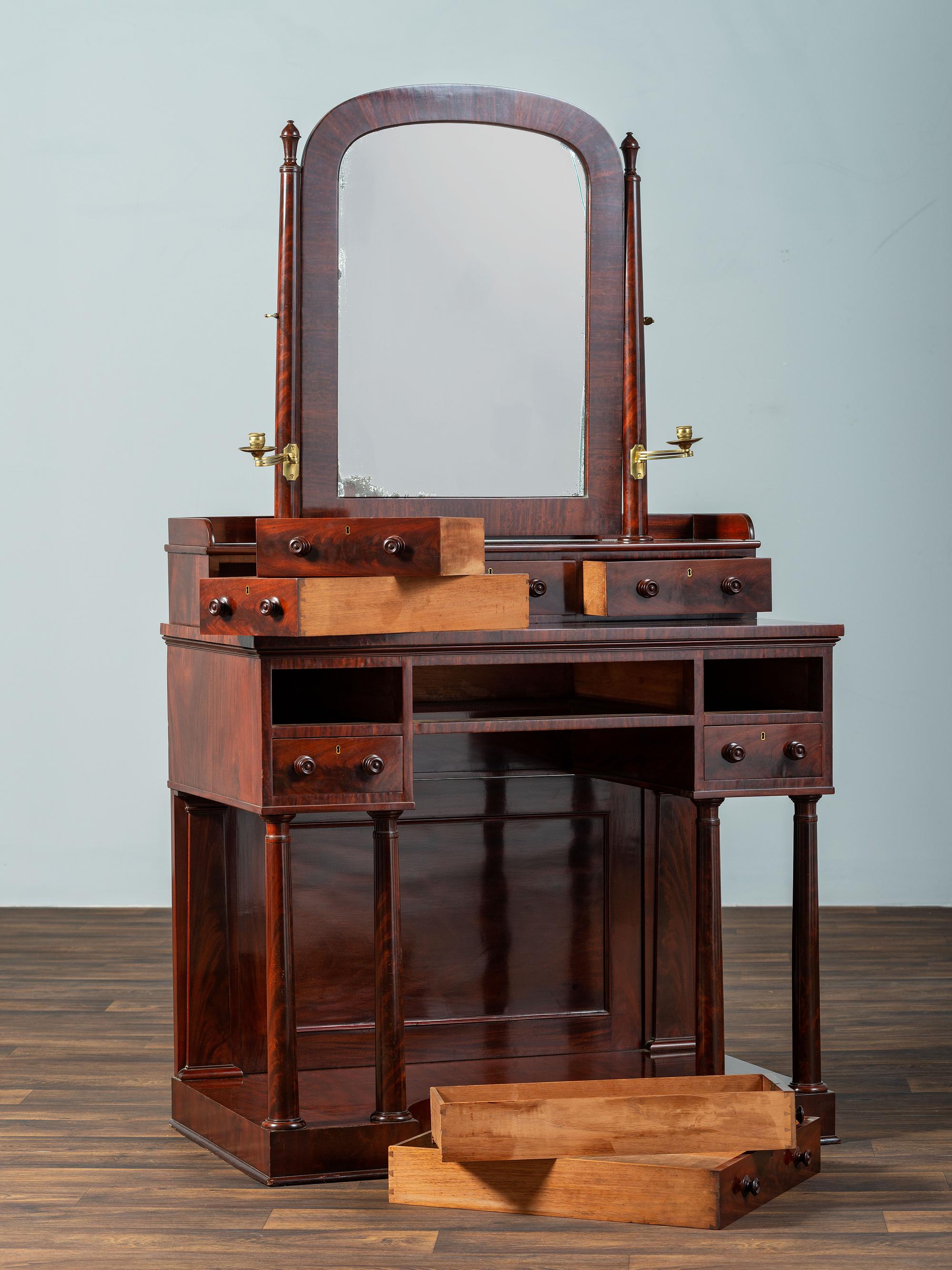 A Classical Brass Mounted Mahogany Gentleman's Dressing Table