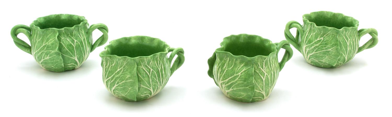 Two Sets of Dodie Thayer Lettuce Ware Creamers and Open Sugars Height 2 1/2 inches. — 20TH CENTURY