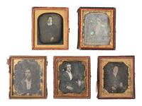 35 sixth plate daguerreotypes featuring women of varying ages.