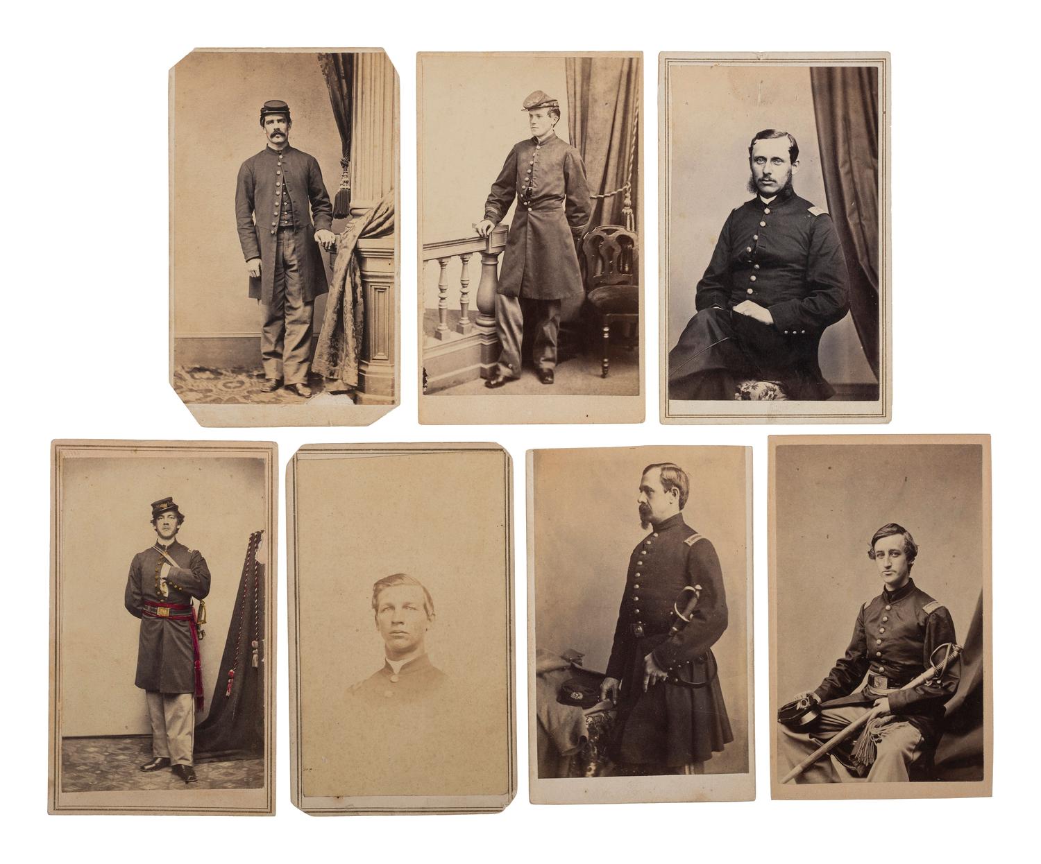 [CIVIL WAR]. A group of 8 photographs of Union soldiers from Massachusetts, New York, and Pennsylvania.