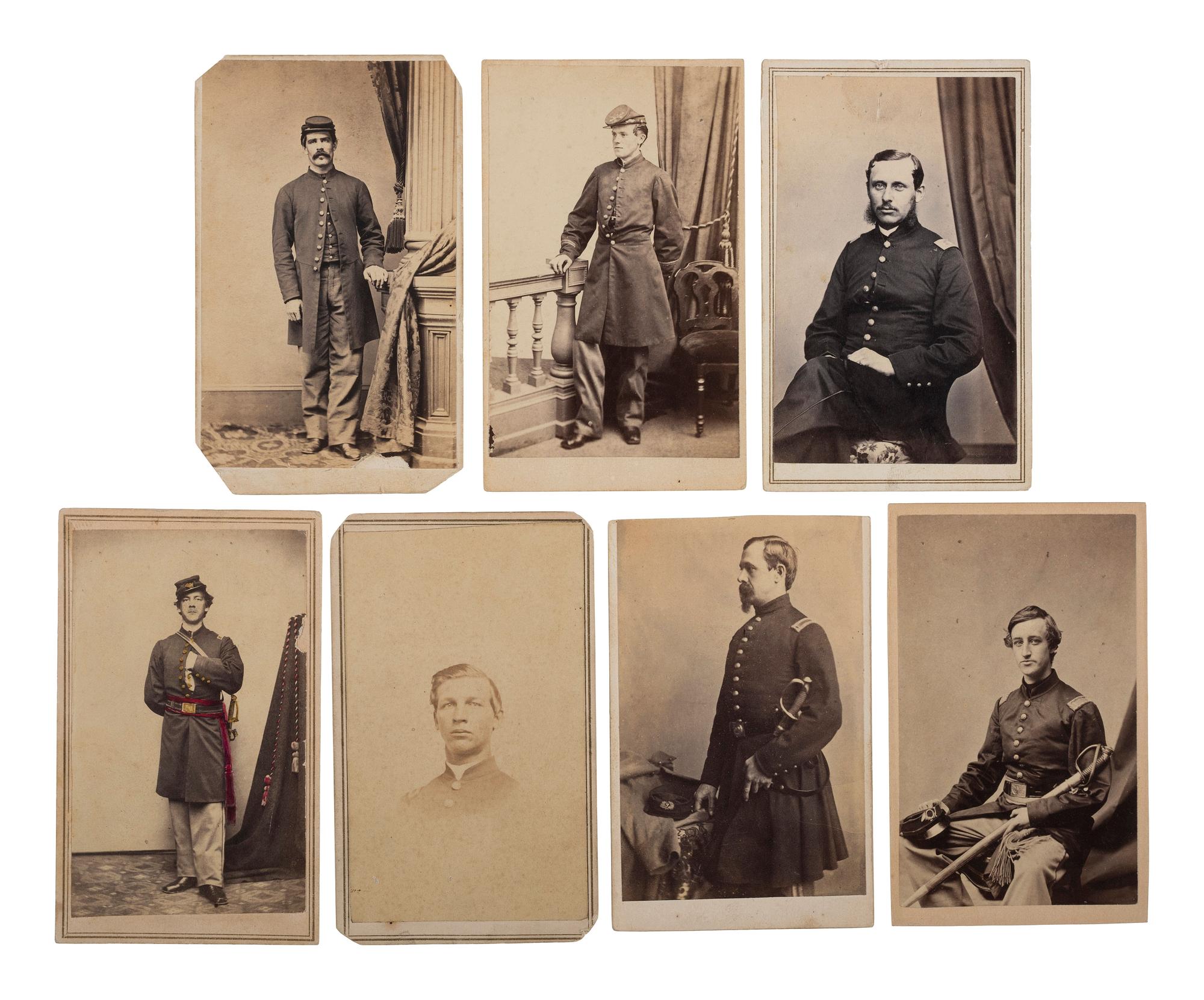 [CIVIL WAR]. A group of 8 photographs of Union soldiers from Massachusetts, New York, and Pennsylvania.