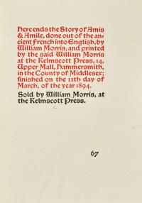 [Kelmscott Press] Of the Friendship of Amis and Amile