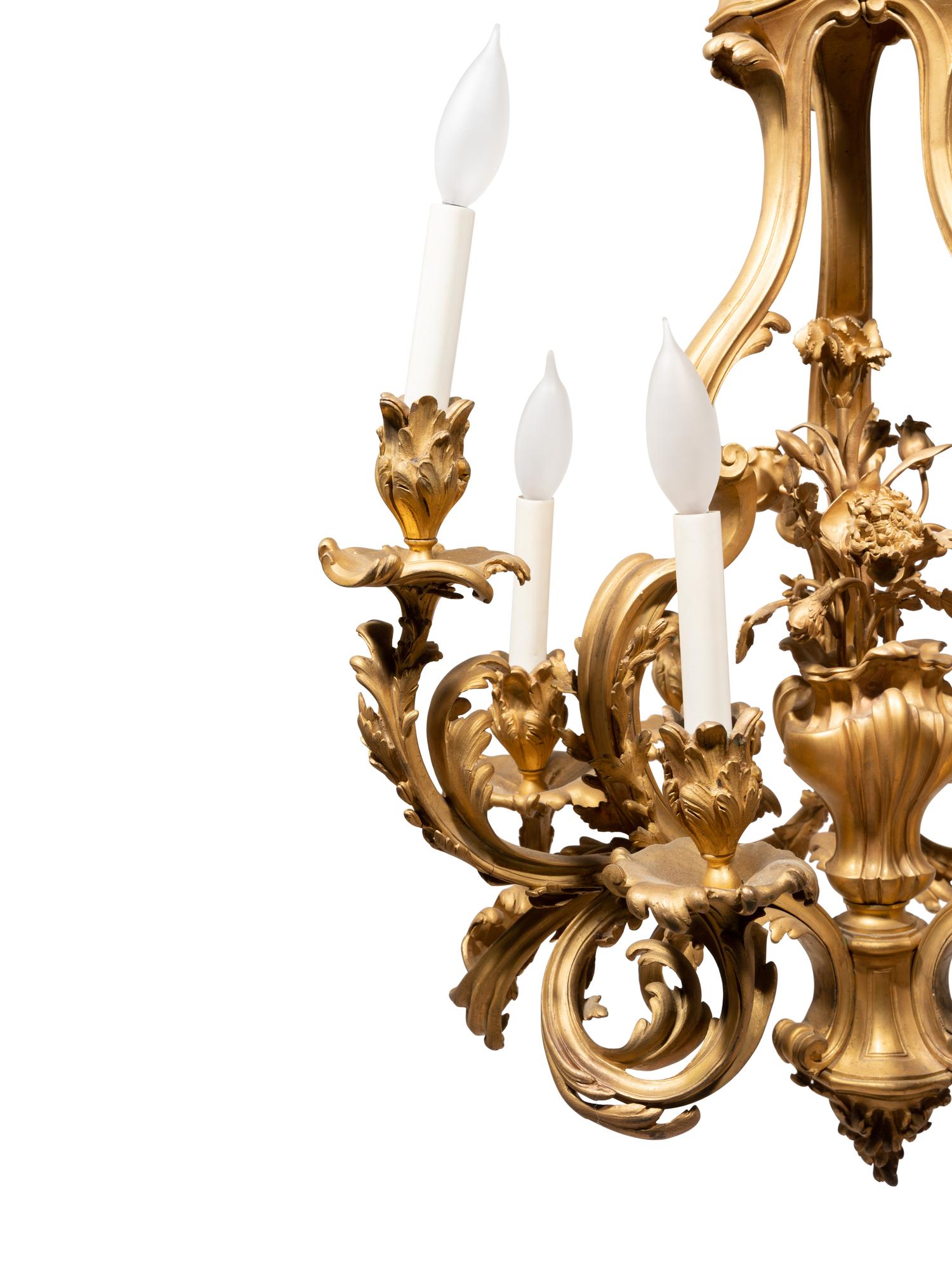 A French Gilt Bronze Nine-Light Chandelier
