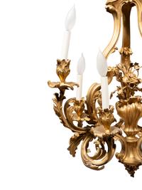 A French Gilt Bronze Nine-Light Chandelier