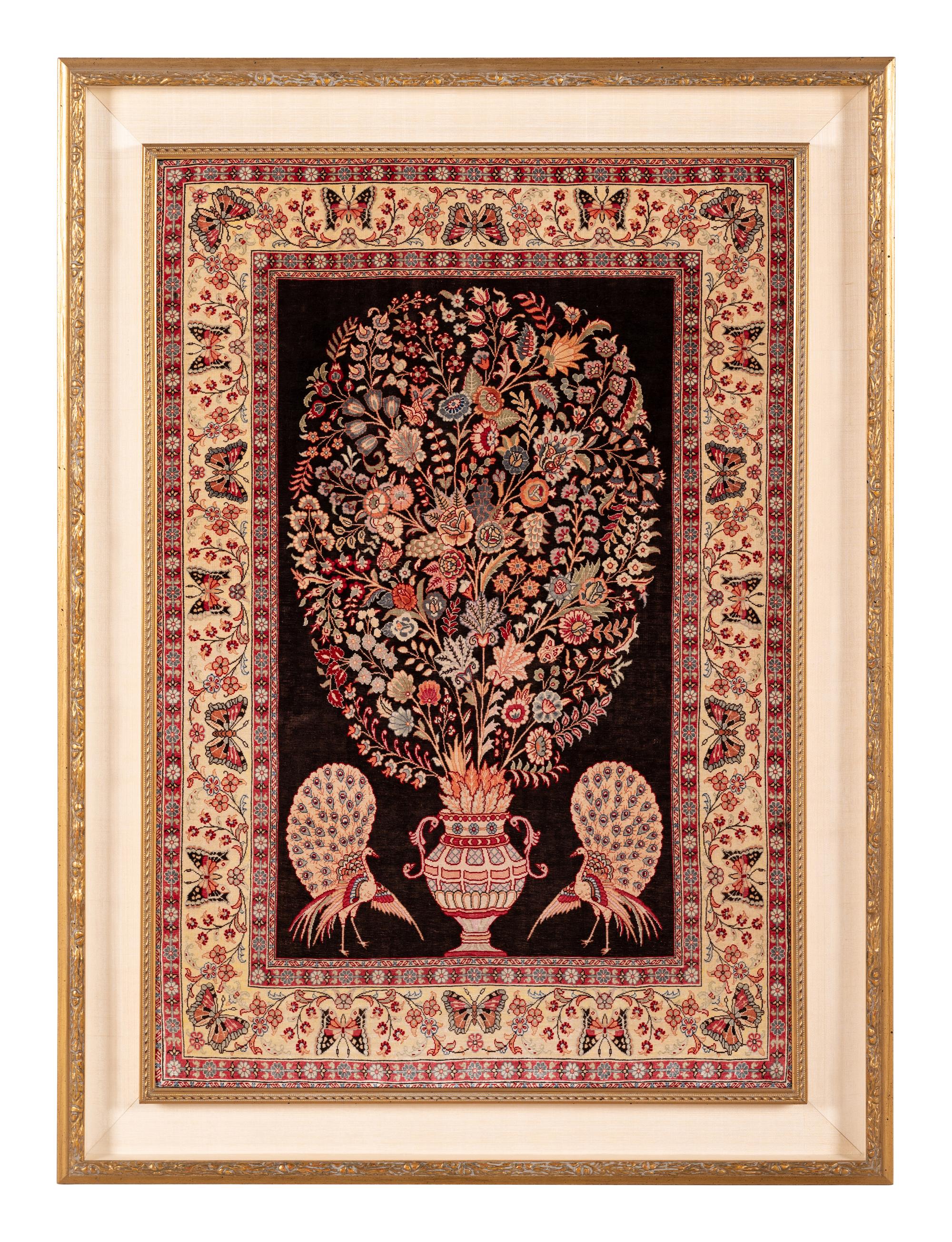 A Pair of Qum Silk and Wool Pictorial Rugs