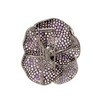 MULTICOLOR SAPPHIRE, CULTURED GRAY PEARL, AND BLACKENED GOLD FLOWER BROOCH