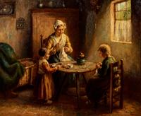 Interior Scene with Mother and Two Children