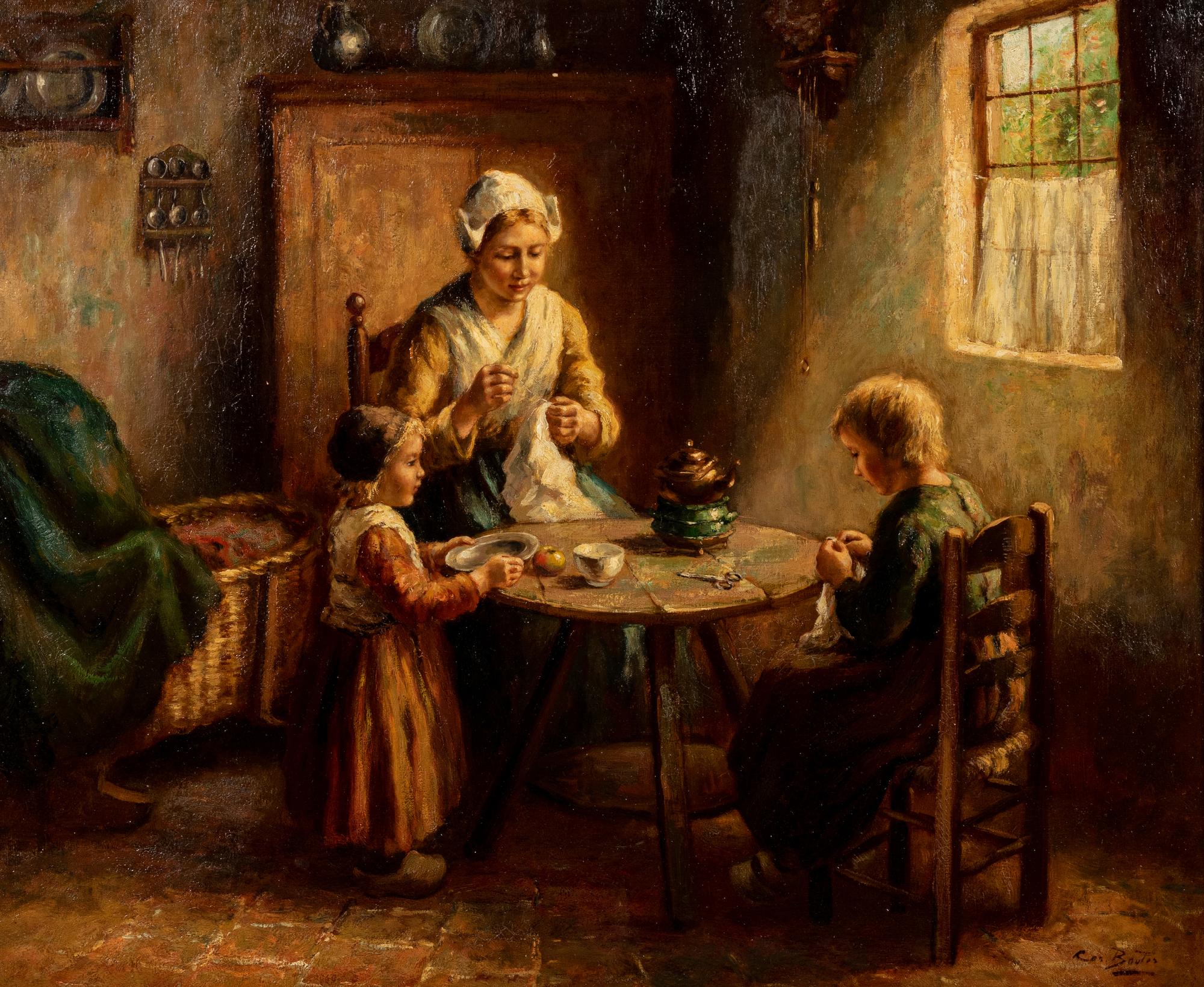 Interior Scene with Mother and Two Children