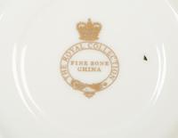 Nine English Porcelain Luncheon Plates and Five Continental Porcelain Cups with Saucers