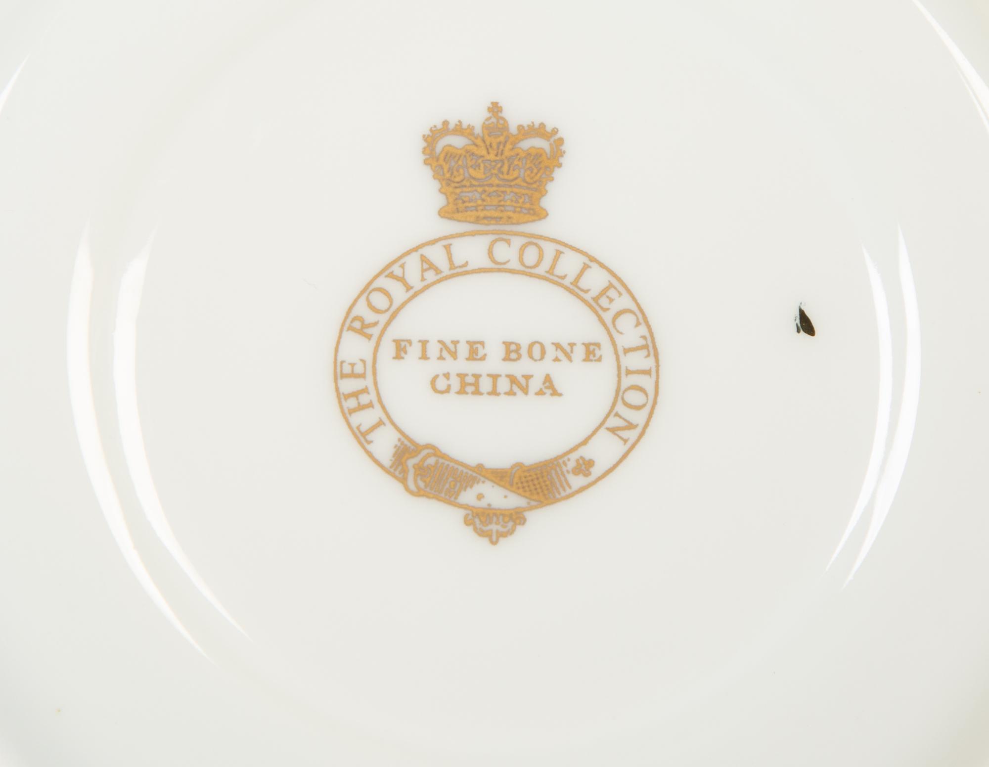 Nine English Porcelain Luncheon Plates and Five Continental Porcelain Cups with Saucers