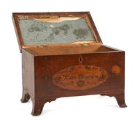 A Federal Stencil Decorated Mahogany Tea Caddy