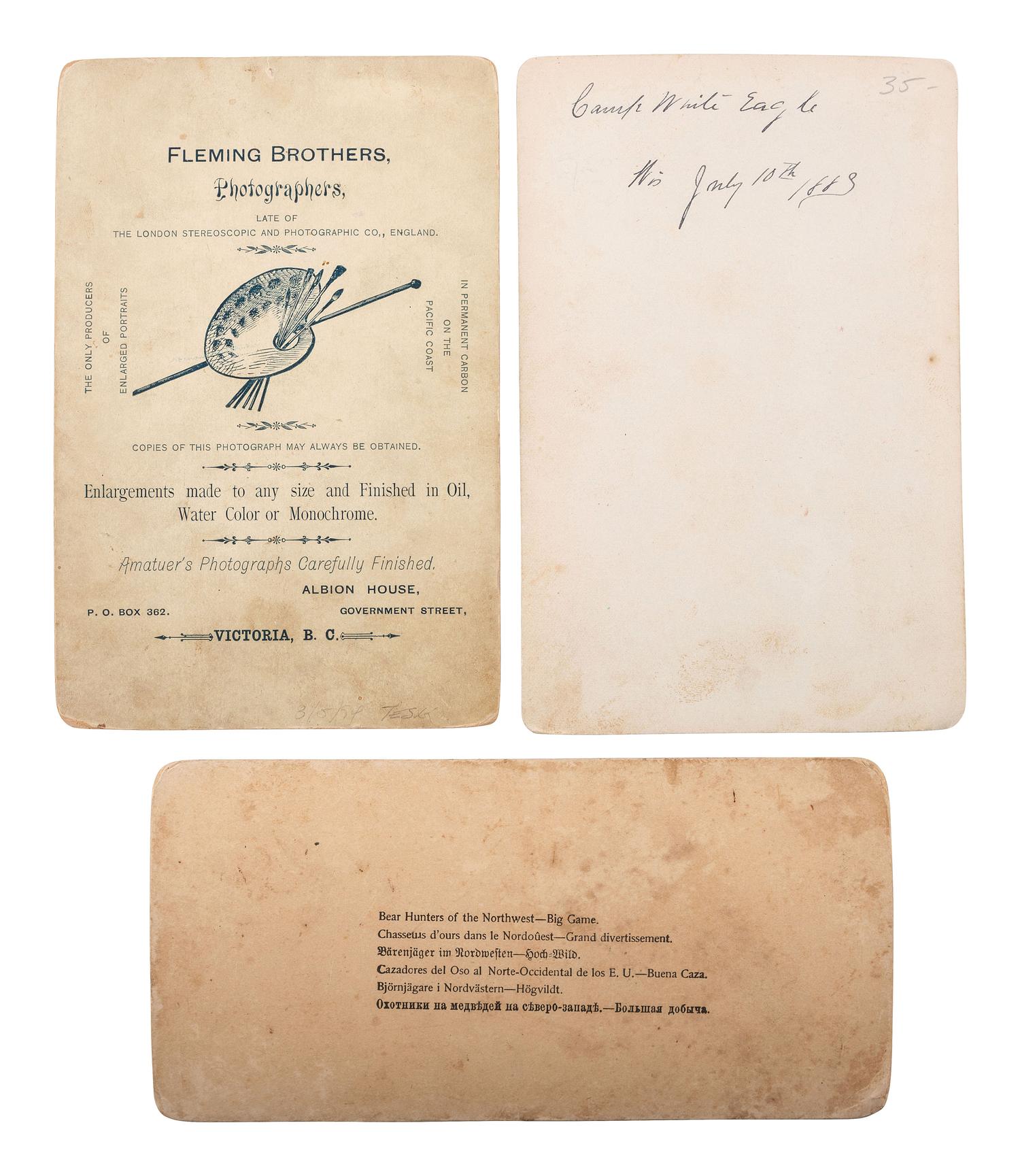 [WESTERN AMERICANA]. A group of 4 photographs of armed hunters, some posed with their game.