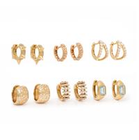 Six Pairs of Yellow and Rose Gold Earrings
