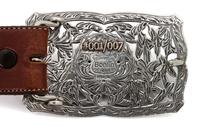 Edward H. Bohlin, Hollywood CA Silver, Yellow and Rose Gold Indian Chief Trophy Belt Buckle Buckle 2 1/2 x 3 3/4 inches; Belt 36 inches