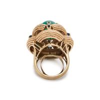 YELLOW GOLD, GREEN AGATE, SAPPHIRE AND DIAMOND RING