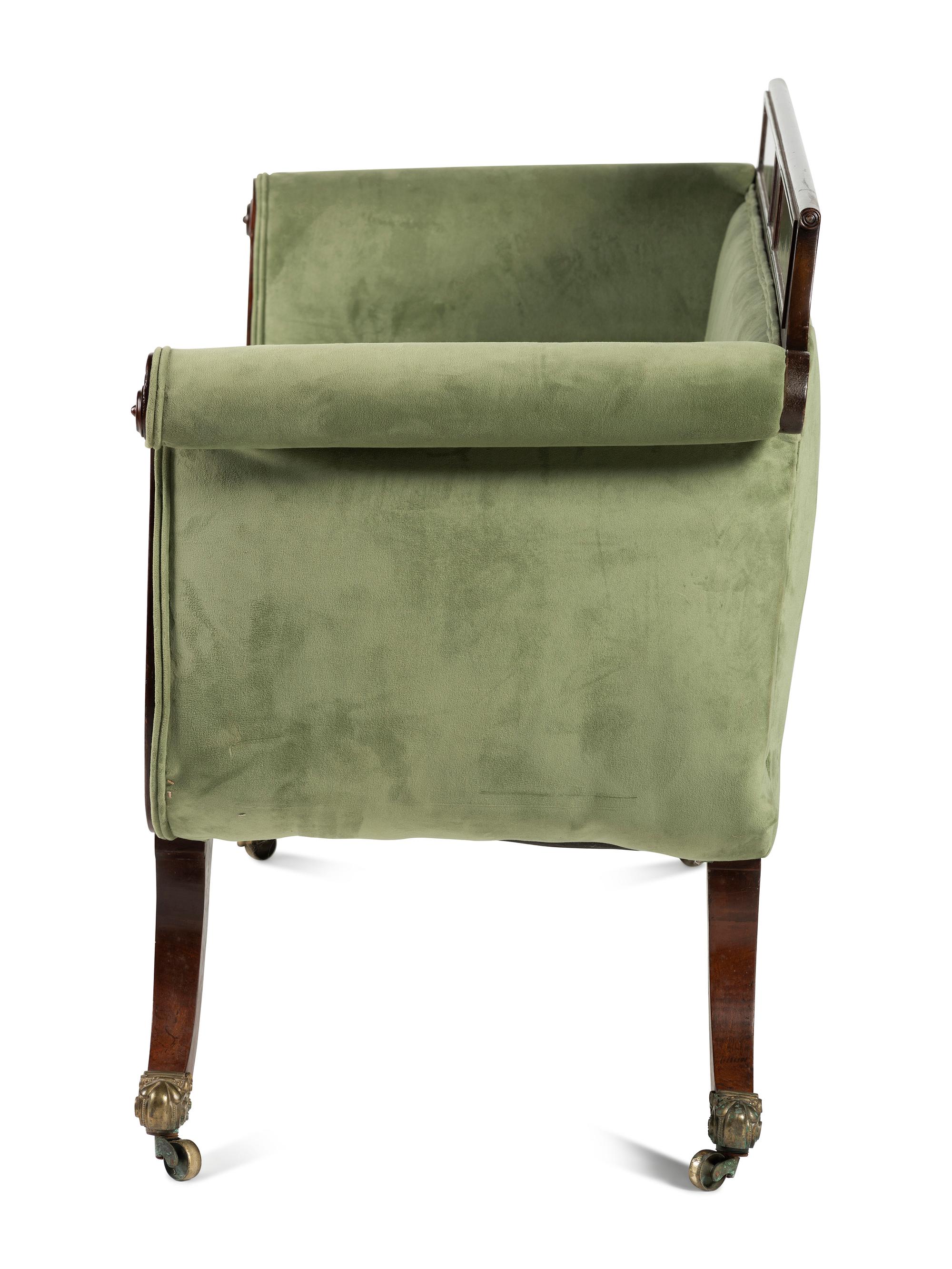A Classical Velvet Upholstered Mahogany Sofa