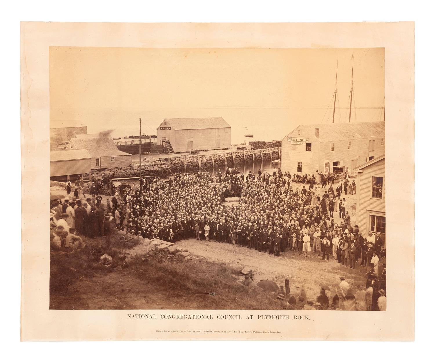 Plymouth Rock WHIPPLE, John A. (1822-1891), photographer. National Congregational Council at Plymouth Rock . Boston, MA: 1865.