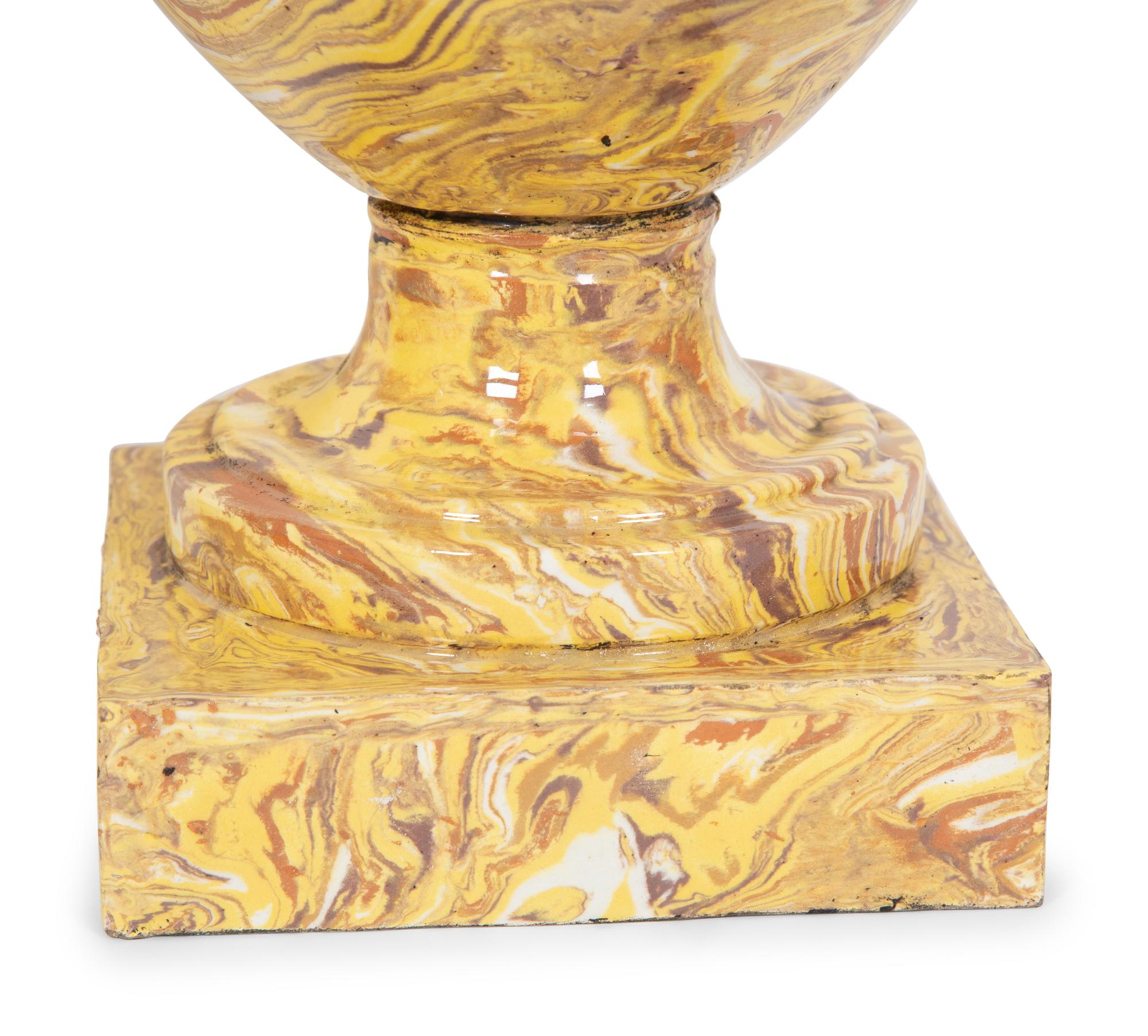 A Pair of Italian Glazed Ceramic Aptware Urns