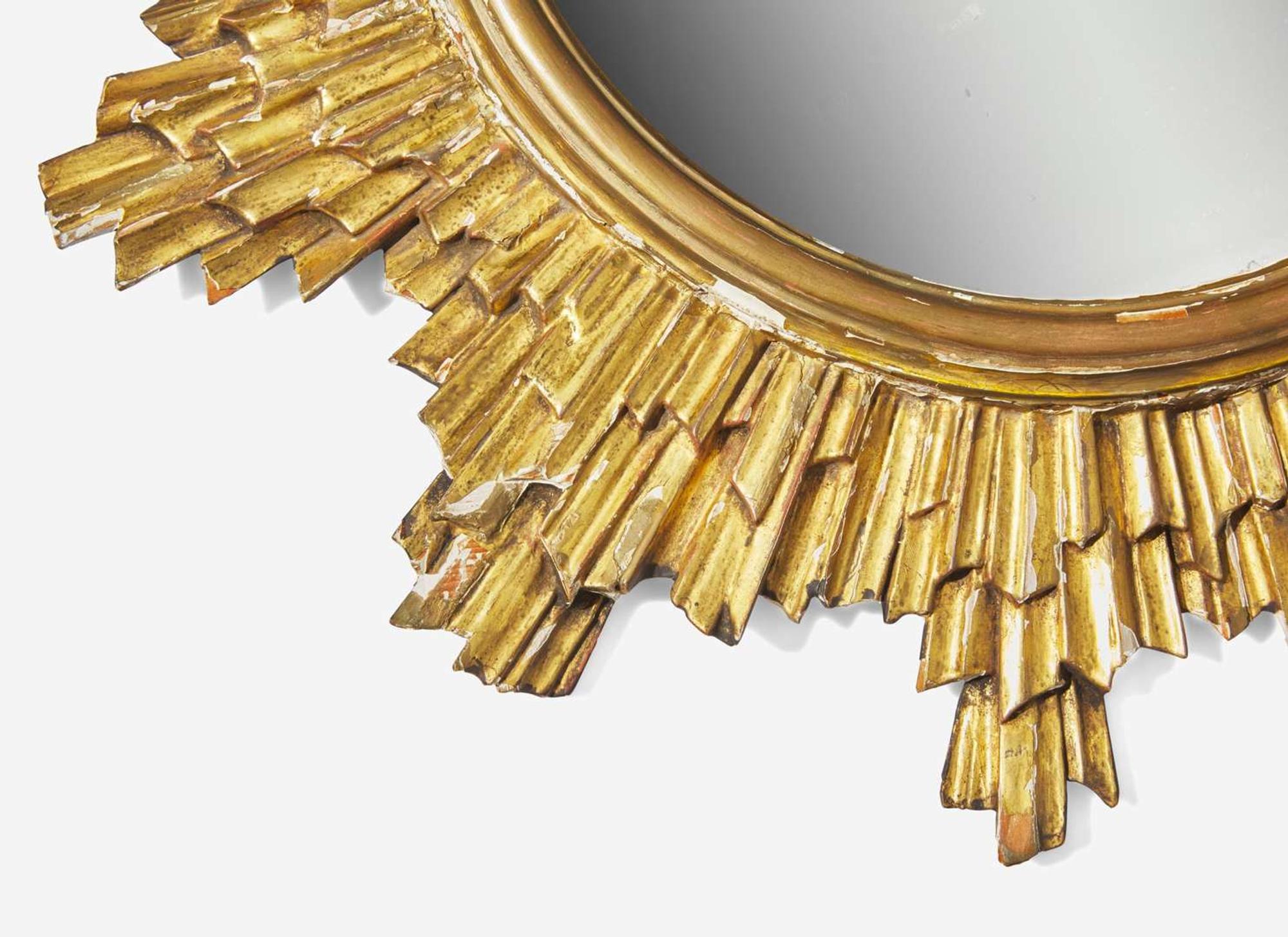 A pair of giltwood sunburst mirrors, 20th century