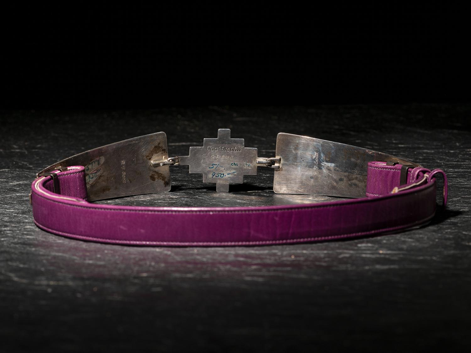 Sterling Silver and Charoite Link Belt Buckle