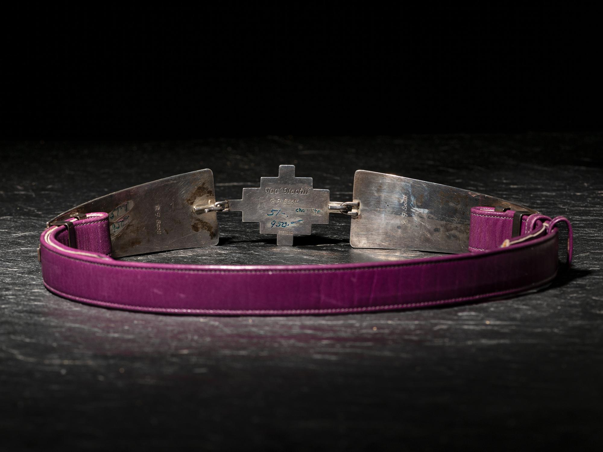 Sterling Silver and Charoite Link Belt Buckle