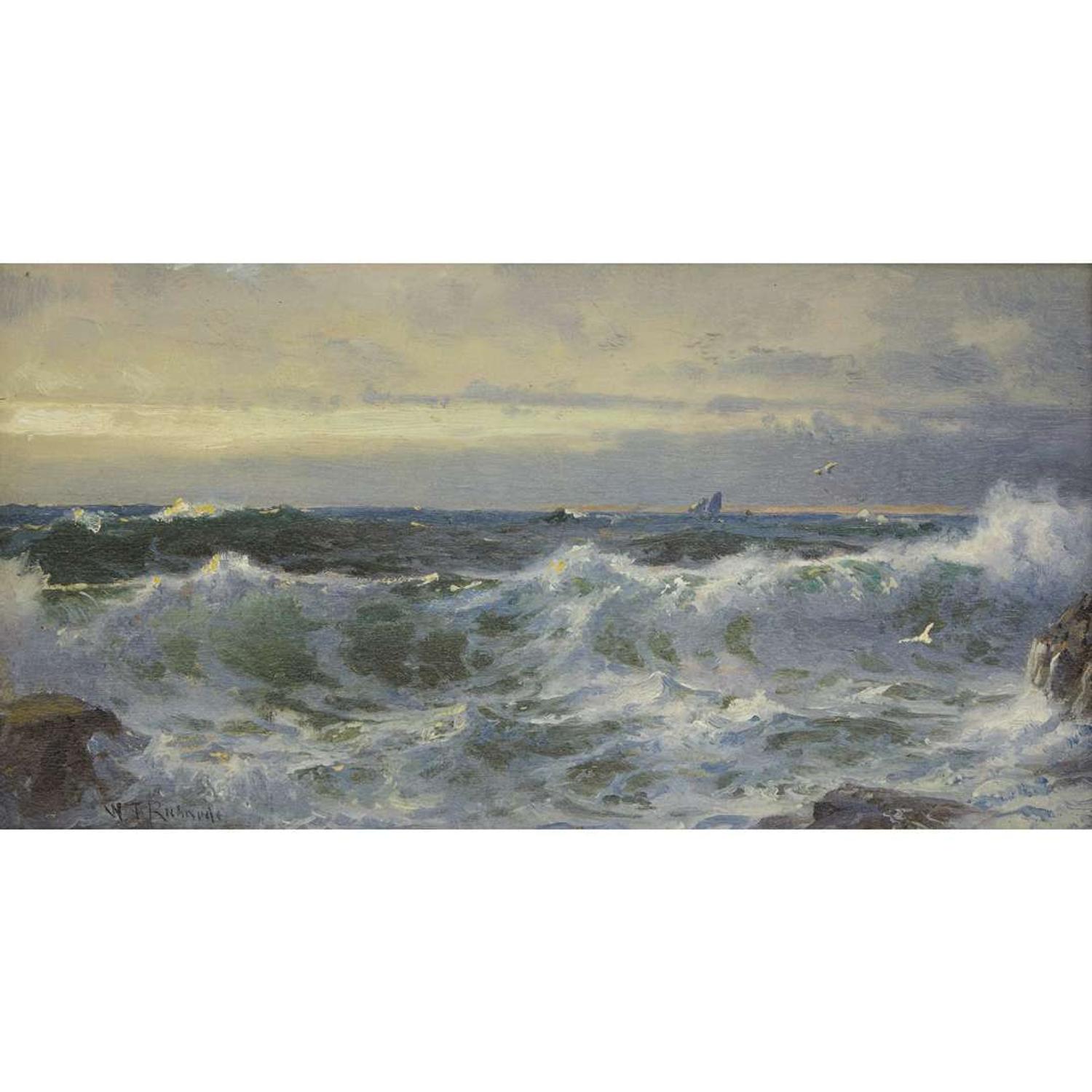 WILLIAM TROST RICHARDS (AMERICAN 1833–1905) "THE SURF NEAR BEAVERTAIL LIGHTHOUSE"