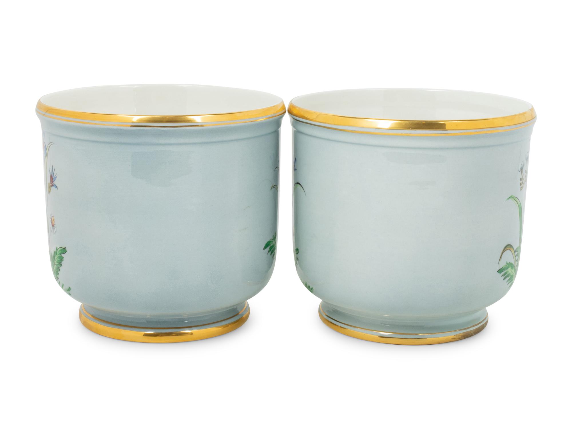 A Pair of Italian Porcelain Cache Pots