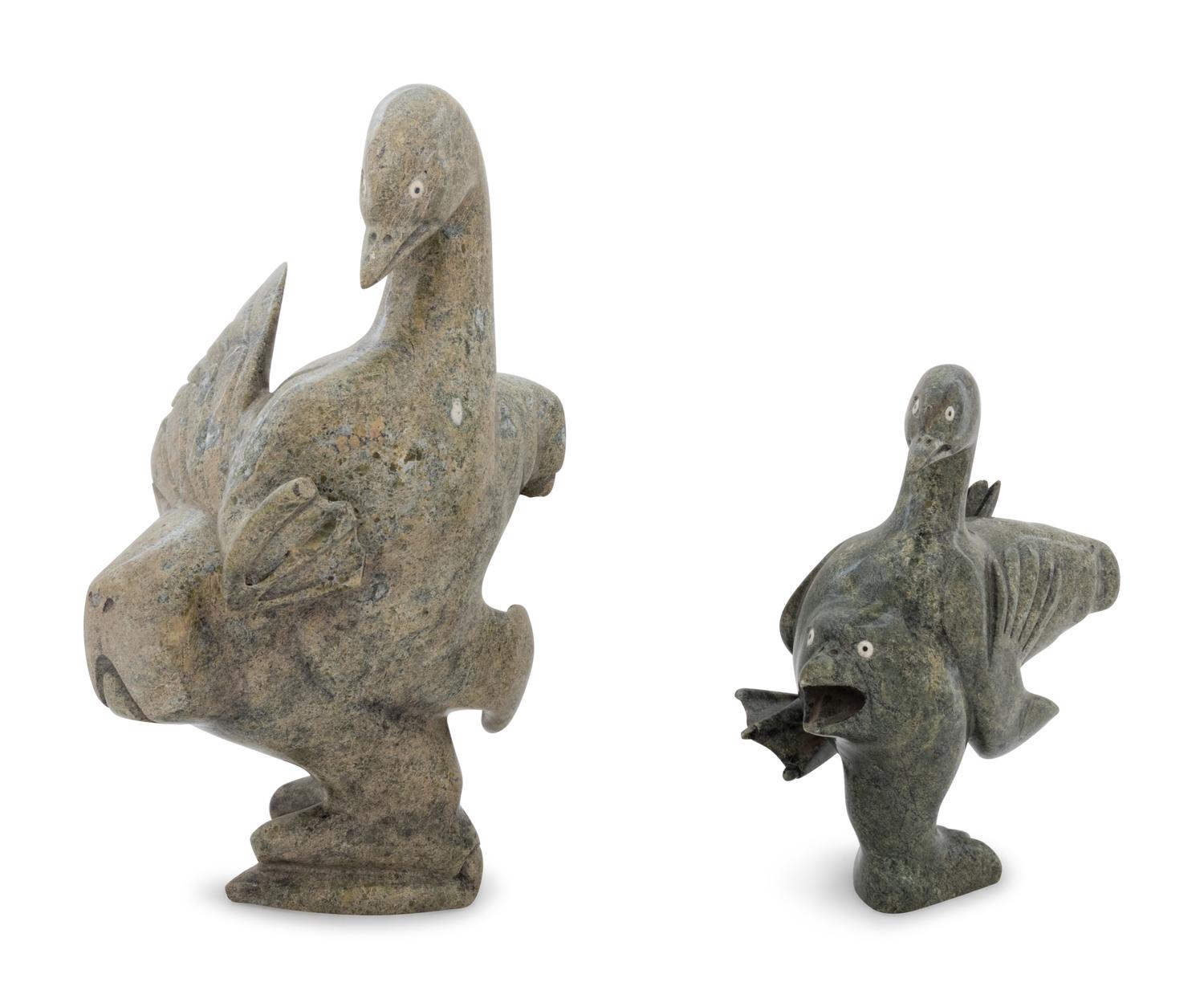 Two Inuit Carved Stone Figures