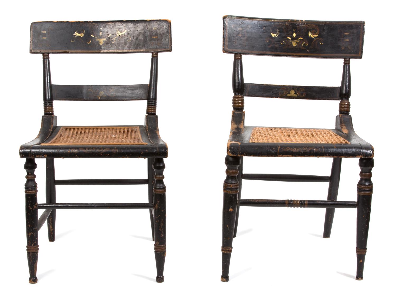 A Pair of Baltimore Painted Cane Seat Side Chairs — 19TH CENTURY
