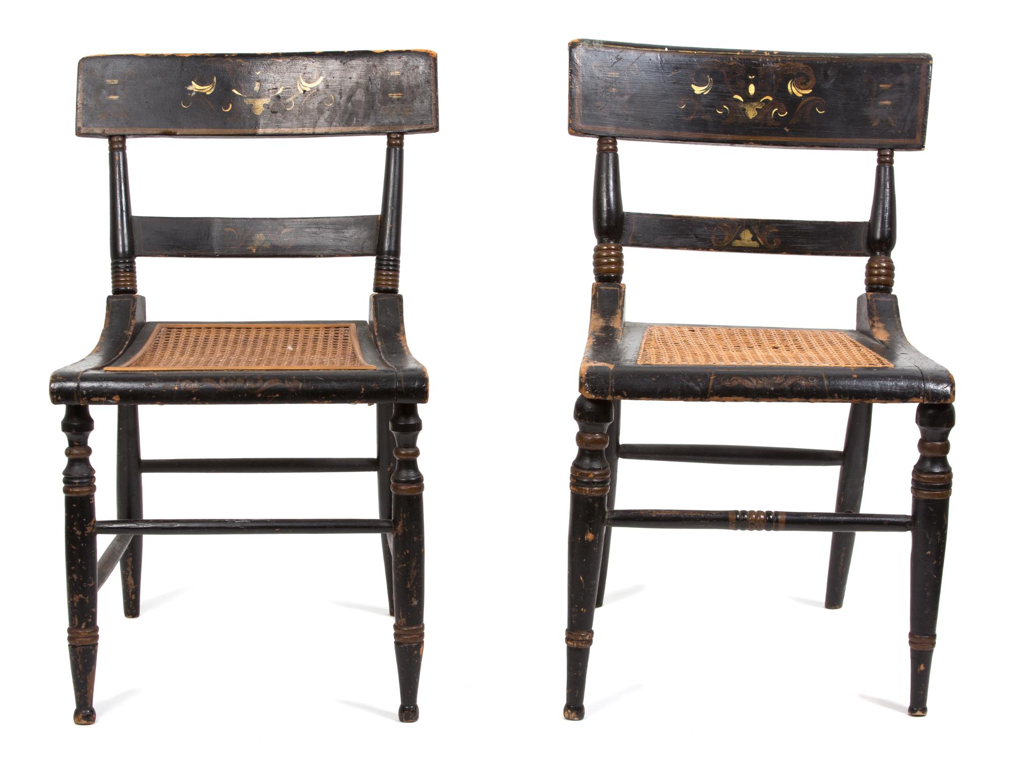 A Pair of Baltimore Painted Cane Seat Side Chairs — 19TH CENTURY