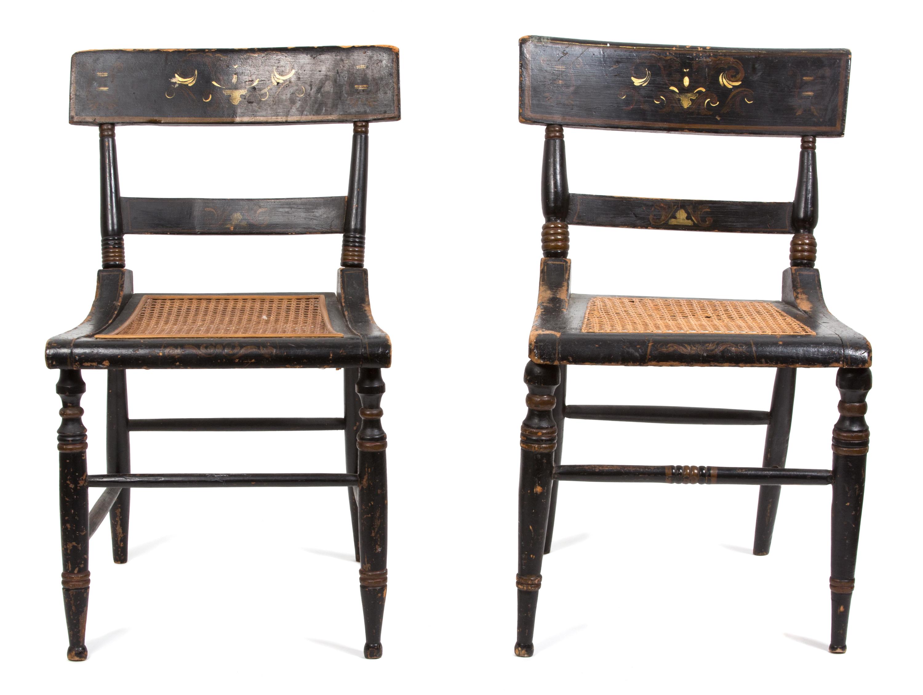 A Pair of Baltimore Painted Cane Seat Side Chairs — 19TH CENTURY