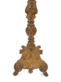 A Pair of Italian Baroque Style Carved Giltwood Pricket Sticks