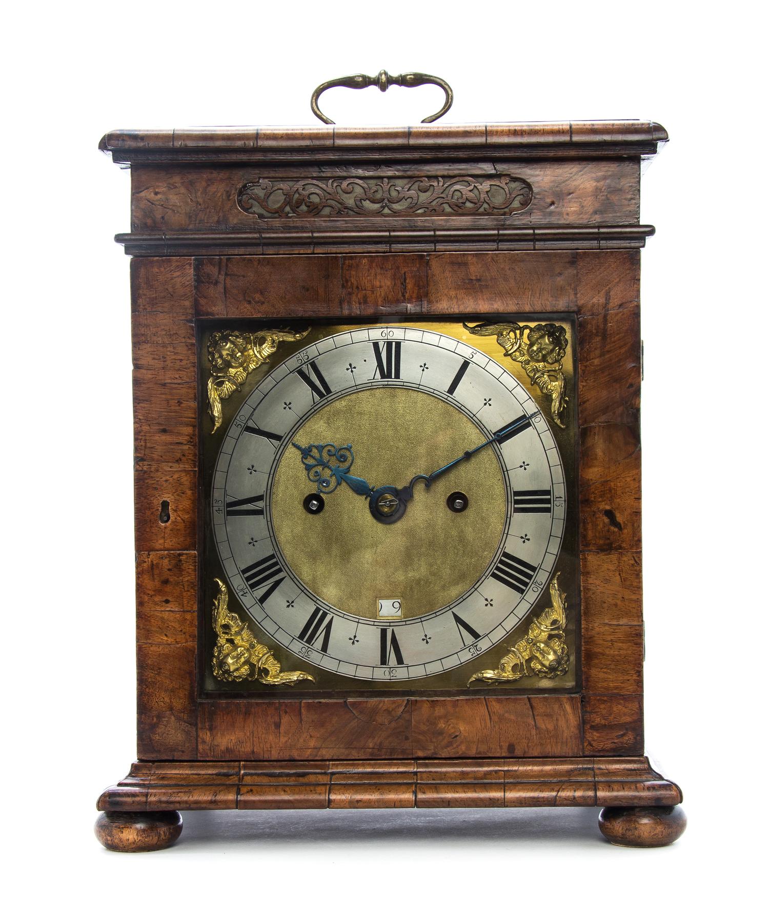 A William & Mary Walnut Bracket Clock by Henry Jones