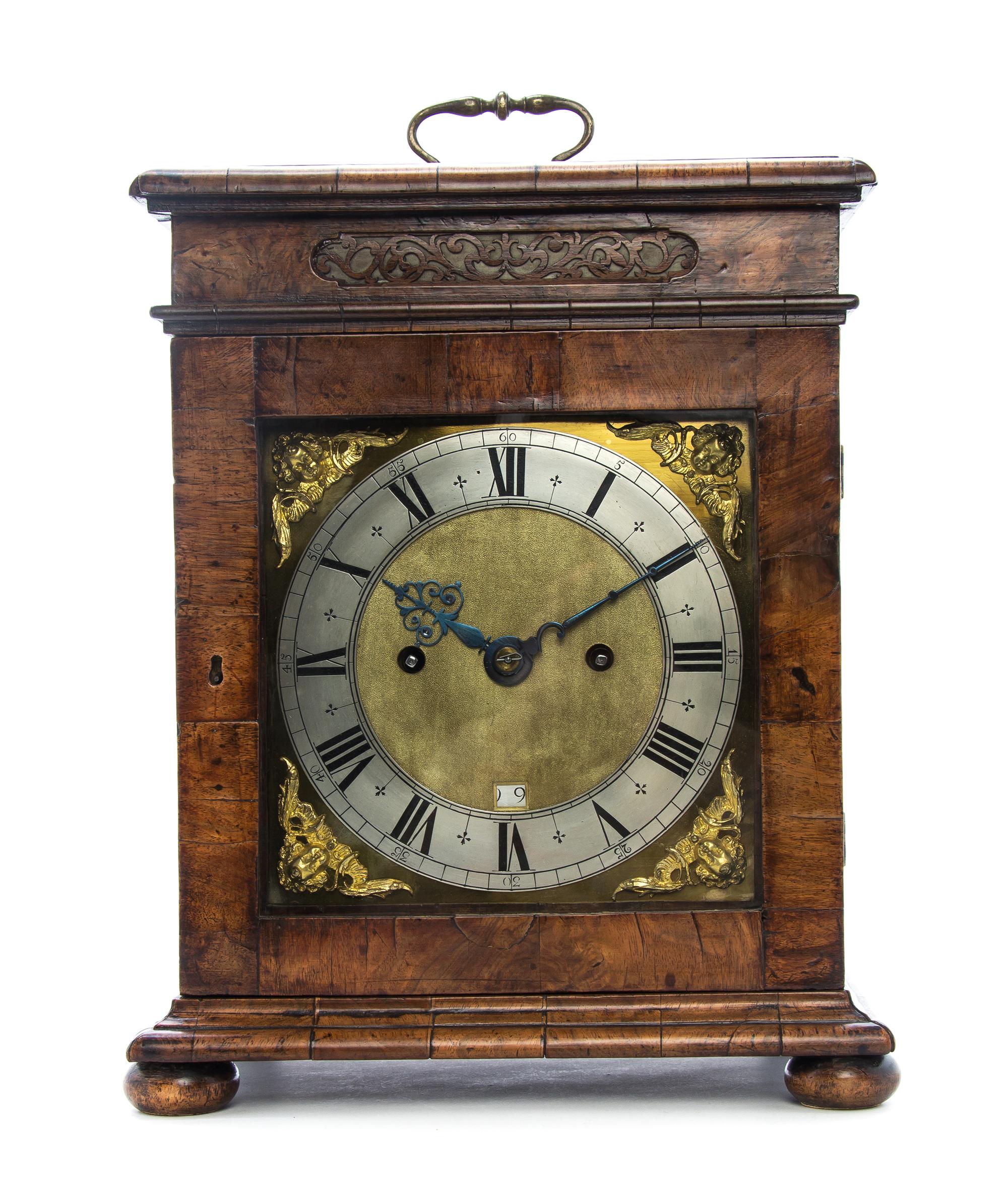 A William & Mary Walnut Bracket Clock by Henry Jones