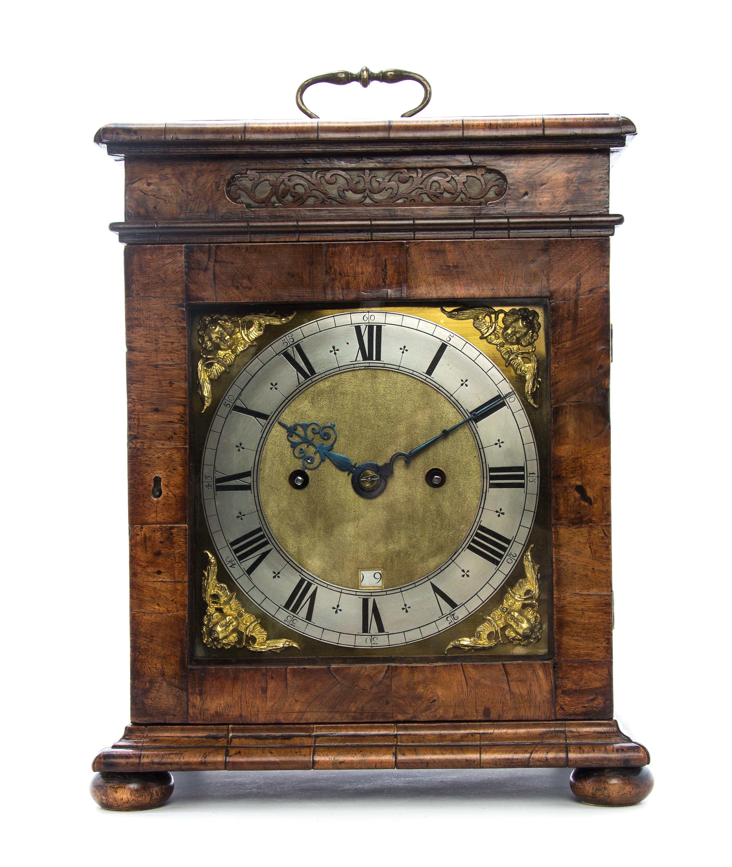 A William & Mary Walnut Bracket Clock by Henry Jones