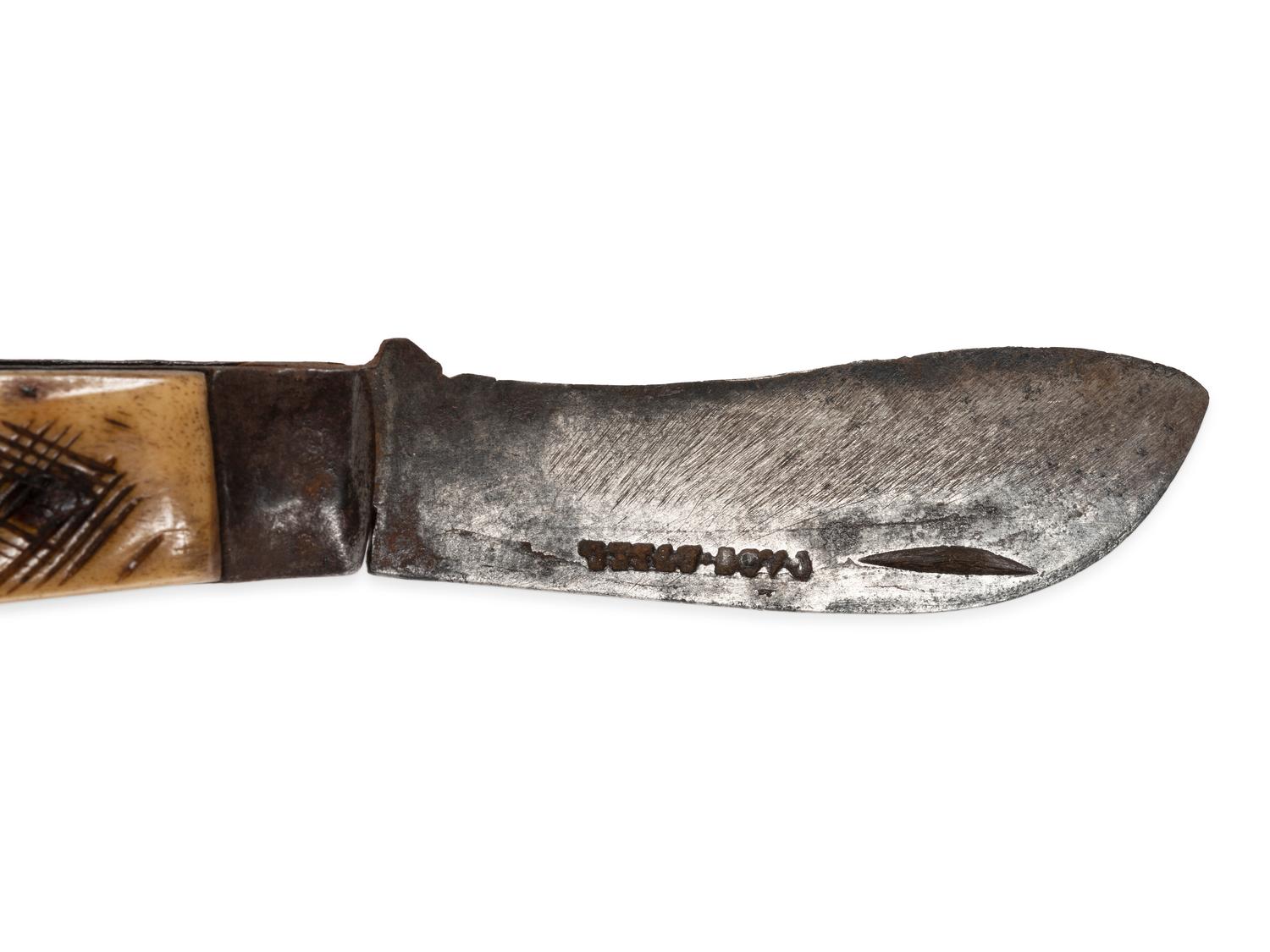 A group of 3 items, incl. Civil War soldier's folk art wood carving from Camp Falmouth, Virginia. 1862.