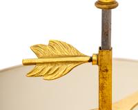 An Empire Style Gilt Metal Bouillotte Lamp with Tole Shade