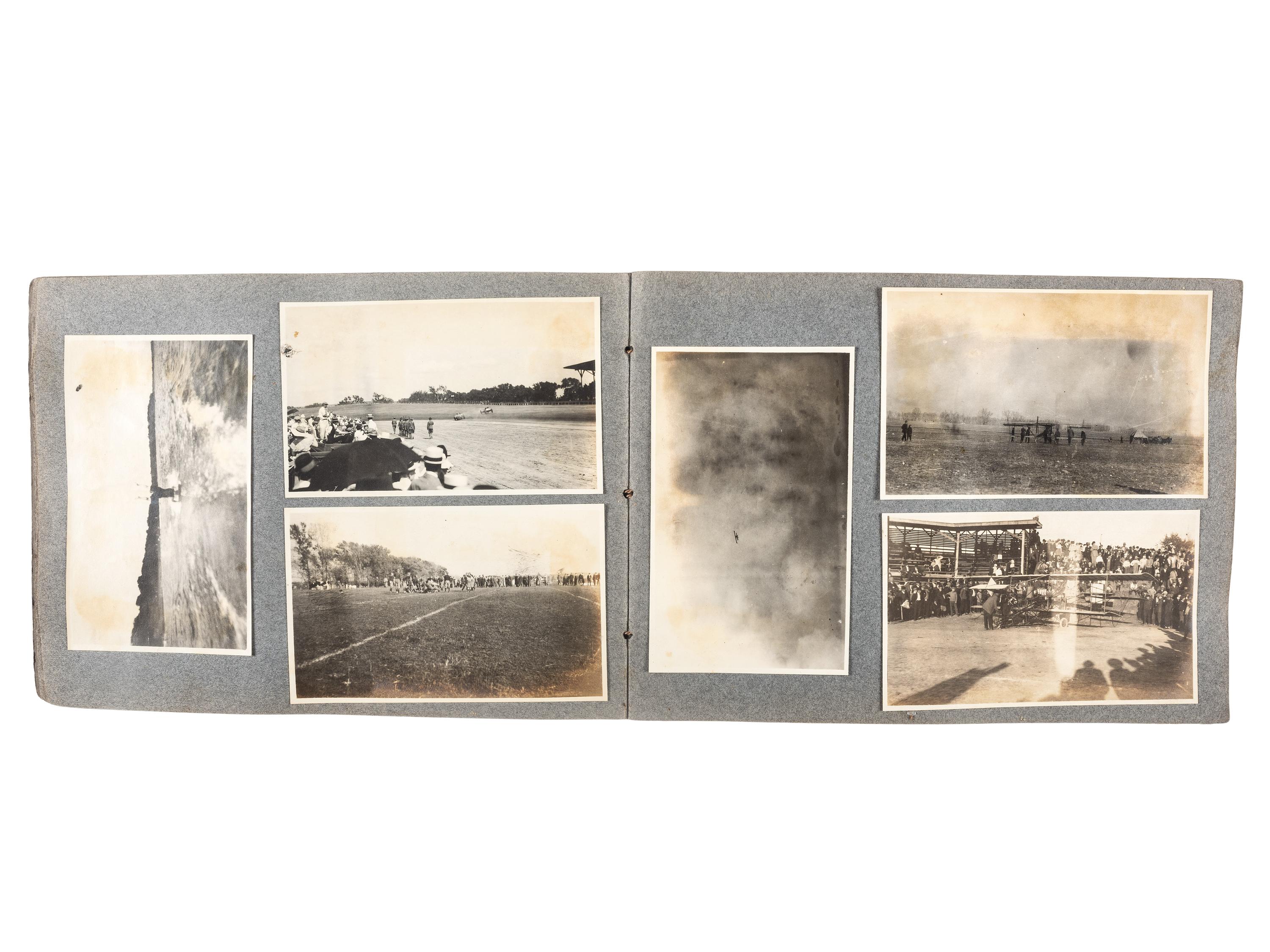 [EARLY PHOTOGRAPHY]. Album containing photographs of an early NASCAR race featuring future World War I Fighting Ace Eddie Rickenbacker.