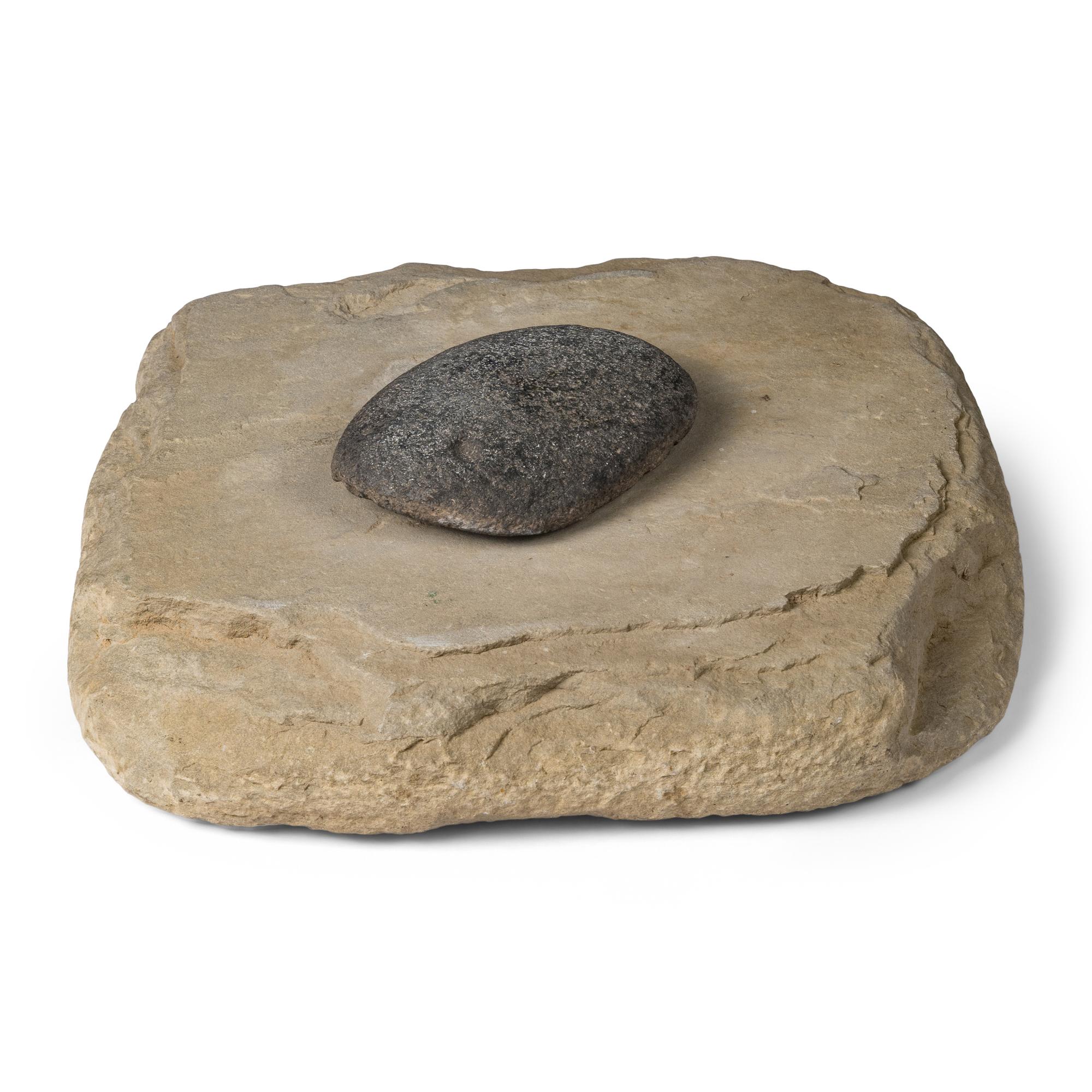 Stone Mono and Metate, with Assorted Pottery Sherds