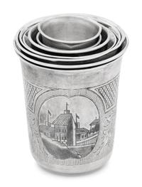 A Group of Nine Russian Silver Tumblers