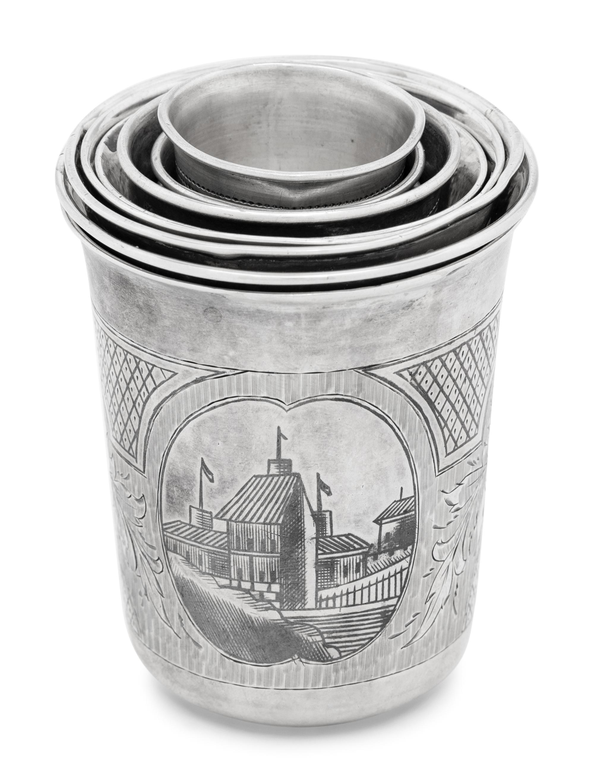 A Group of Nine Russian Silver Tumblers