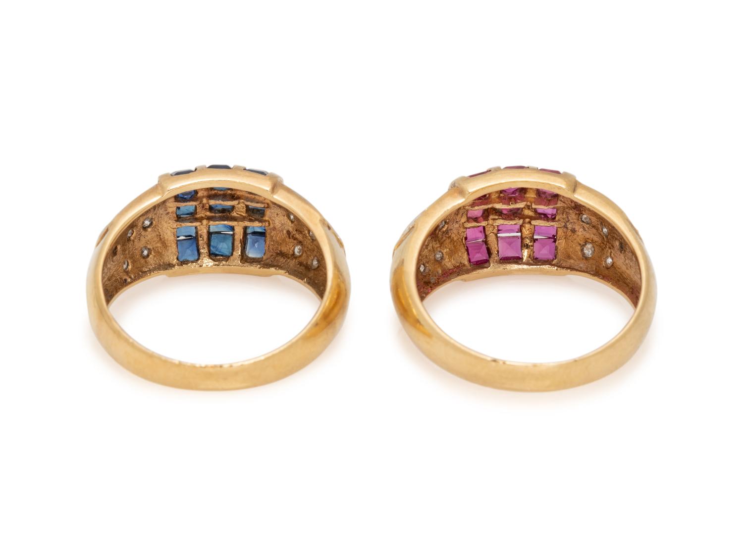 GEMSTONE AND DIAMOND RING SET