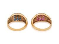 GEMSTONE AND DIAMOND RING SET